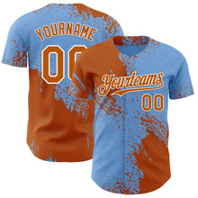 Charger l'image dans la galerie, Custom Light Blue Texas Orange-Cream Abstract Brush Stroke Authentic Baseball Jersey