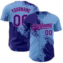 Загрузить изображение в средство просмотра галереи, Custom Light Blue Dark Purple-Pink Abstract Brush Stroke Authentic Baseball Jersey
