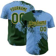 Загрузить изображение в средство просмотра галереи, Custom Light Blue Green-Gold Abstract Brush Stroke Authentic Baseball Jersey