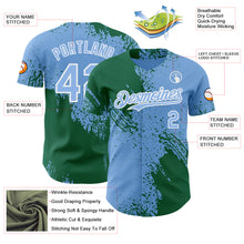 Charger l'image dans la galerie, Custom Light Blue Kelly Green-White Abstract Brush Stroke Authentic Baseball Jersey