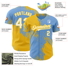 Charger l'image dans la galerie, Custom Light Blue White-Yellow Abstract Brush Stroke Authentic Baseball Jersey