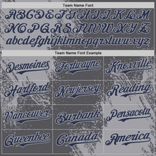 Load image into Gallery viewer, Custom Steel Gray Navy-Gray Abstract Brush Stroke Authentic Baseball Jersey