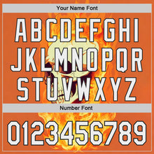 Load image into Gallery viewer, Custom Orange White-Black Flames Skull Authentic Baseball Jersey