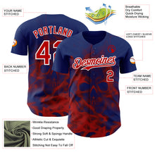 Laden Sie das Bild in den Galerie-Viewer, Custom Royal Red-White Flames Skull Smoke Authentic Baseball Jersey