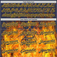 Load image into Gallery viewer, Custom Navy-Gold Flames Skull Authentic Baseball Jersey