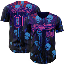 Charger l'image dans la galerie, Custom Dark Purple-Pink Skull Authentic Baseball Jersey