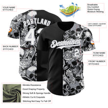 Load image into Gallery viewer, Custom Black White-Gray Skull And Rose Authentic Baseball Jersey
