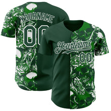 Laden Sie das Bild in den Galerie-Viewer, Custom Green-White Skull And Rose Authentic Baseball Jersey