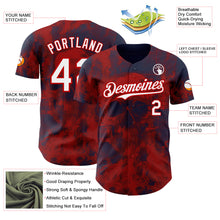 Load image into Gallery viewer, Custom Navy White-Red Flames Skull Authentic Baseball Jersey