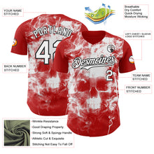 Load image into Gallery viewer, Custom Red White-Black Flames Skull Smoke Authentic Baseball Jersey