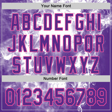 Load image into Gallery viewer, Custom Purple-Pink Flames Skull Smoke Authentic Baseball Jersey