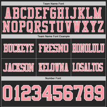 Charger l'image dans la galerie, Custom Black Medium Pink-White Authentic Distressed Scratch Brush Stroke Football Jersey