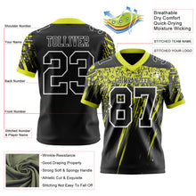 Load image into Gallery viewer, Custom Black Neon Yellow-White Authentic Distressed Scratch Brush Stroke Football Jersey