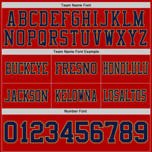 Load image into Gallery viewer, Custom Red Navy-Old Gold Authentic Distressed Scratch Brush Stroke Football Jersey
