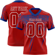 Load image into Gallery viewer, Custom Red Royal-White Authentic Distressed Scratch Brush Stroke Football Jersey