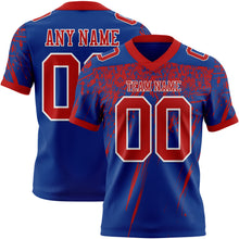 Charger l'image dans la galerie, Custom Royal Red-White Authentic Distressed Scratch Brush Stroke Football Jersey