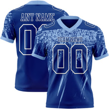 Laden Sie das Bild in den Galerie-Viewer, Custom Royal Light Blue-White Authentic Distressed Scratch Brush Stroke Football Jersey