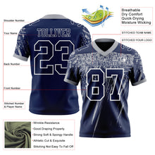Загрузить изображение в средство просмотра галереи, Custom Navy Gray-White Authentic Distressed Scratch Brush Stroke Football Jersey