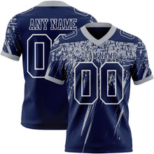 Загрузить изображение в средство просмотра галереи, Custom Navy Gray-White Authentic Distressed Scratch Brush Stroke Football Jersey