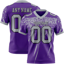 Load image into Gallery viewer, Custom Purple Gray-Black Authentic Distressed Scratch Brush Stroke Football Jersey