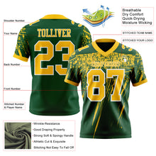 Laden Sie das Bild in den Galerie-Viewer, Custom Green Yellow-White Authentic Distressed Scratch Brush Stroke Football Jersey