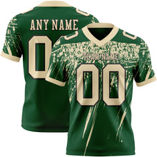 Load image into Gallery viewer, Custom Green Cream-Black Authentic Distressed Scratch Brush Stroke Football Jersey