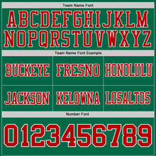 Load image into Gallery viewer, Custom Kelly Green Red-White Authentic Distressed Scratch Brush Stroke Football Jersey