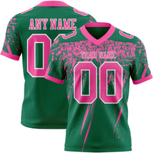 Charger l'image dans la galerie, Custom Kelly Green Pink-White Authentic Distressed Scratch Brush Stroke Football Jersey