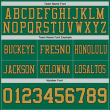 Load image into Gallery viewer, Custom Kelly Green Old Gold-Black Authentic Distressed Scratch Brush Stroke Football Jersey