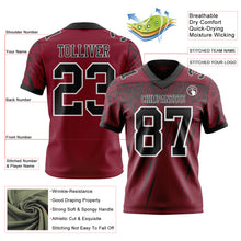 Charger l'image dans la galerie, Custom Crimson Black-White Authentic Distressed Scratch Brush Stroke Football Jersey