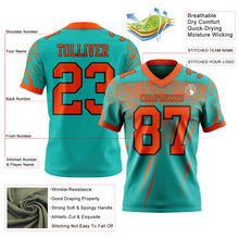Laden Sie das Bild in den Galerie-Viewer, Custom Aqua Orange-Black Authentic Distressed Scratch Brush Stroke Football Jersey