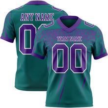Load image into Gallery viewer, Custom Teal Purple-White Authentic Distressed Scratch Brush Stroke Football Jersey