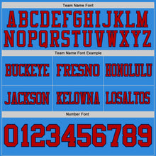 Load image into Gallery viewer, Custom Powder Blue Red-Navy Authentic Distressed Scratch Brush Stroke Football Jersey