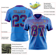 Charger l'image dans la galerie, Custom Powder Blue Purple-Old Gold Authentic Distressed Scratch Brush Stroke Football Jersey
