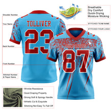 Charger l'image dans la galerie, Custom Sky Blue Red-White Authentic Distressed Scratch Brush Stroke Football Jersey