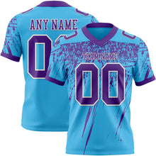 Загрузить изображение в средство просмотра галереи, Custom Sky Blue Purple-White Authentic Distressed Scratch Brush Stroke Football Jersey