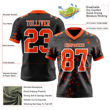 Laden Sie das Bild in den Galerie-Viewer, Custom Black Orange Royal-White Authentic Abstract Shattered Paint Splatter Football Jersey