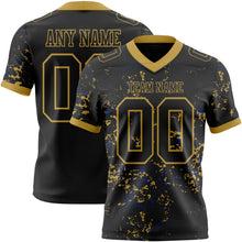 Load image into Gallery viewer, Custom Black Old Gold-Royal Authentic Abstract Shattered Paint Splatter Football Jersey
