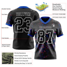 Laden Sie das Bild in den Galerie-Viewer, Custom Black Thunder Blue Pink-White Authentic Abstract Shattered Paint Splatter Football Jersey