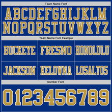 Charger l'image dans la galerie, Custom Royal Old Gold Aqua-White Authentic Abstract Shattered Paint Splatter Football Jersey