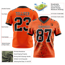 Laden Sie das Bild in den Galerie-Viewer, Custom Orange Black Old Gold-White Authentic Abstract Shattered Paint Splatter Football Jersey