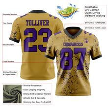 Загрузить изображение в средство просмотра галереи, Custom Old Gold Purple-Black Authentic Abstract Shattered Paint Splatter Football Jersey