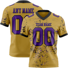Загрузить изображение в средство просмотра галереи, Custom Old Gold Purple-Black Authentic Abstract Shattered Paint Splatter Football Jersey