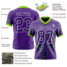 Laden Sie das Bild in den Galerie-Viewer, Custom Purple Neon Green Teal-White Authentic Abstract Shattered Paint Splatter Football Jersey
