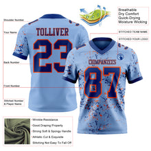Charger l'image dans la galerie, Custom Light Blue Royal-Orange Authentic Abstract Shattered Paint Splatter Football Jersey