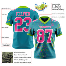 Load image into Gallery viewer, Custom Teal Pink Neon Green-White Authentic Abstract Shattered Paint Splatter Football Jersey