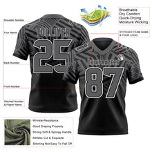 Laden Sie das Bild in den Galerie-Viewer, Custom Steel Gray Black-White Authentic Abstract Geometric Lines Gradient Football Jersey