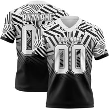 Load image into Gallery viewer, Custom White-Black Authentic Abstract Geometric Lines Gradient Football Jersey