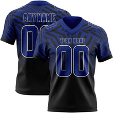 Charger l'image dans la galerie, Custom Royal Black-White Authentic Abstract Geometric Lines Gradient Football Jersey