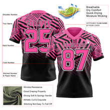 Charger l'image dans la galerie, Custom Pink Black-White Authentic Abstract Geometric Lines Gradient Football Jersey